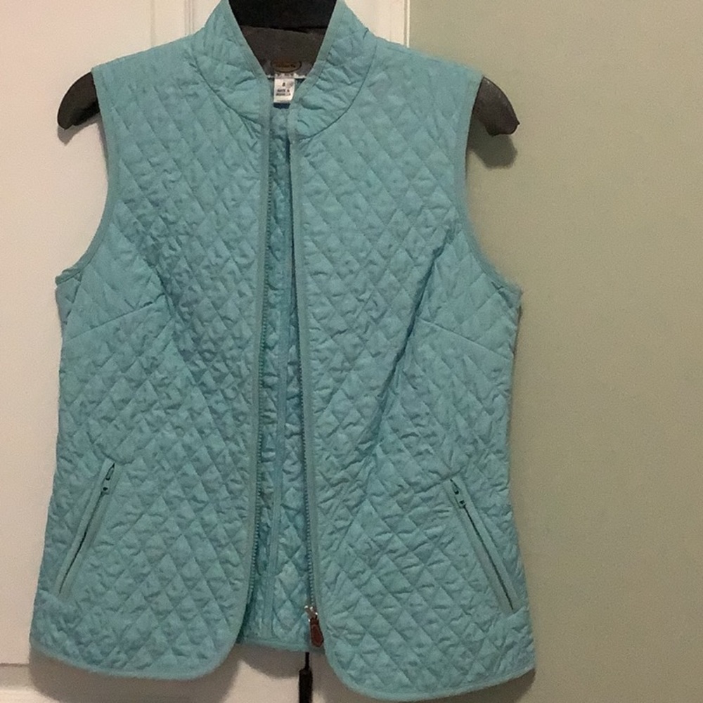 Talbots Vest Small Teal Zip Front % Polyester Vin… - image 1